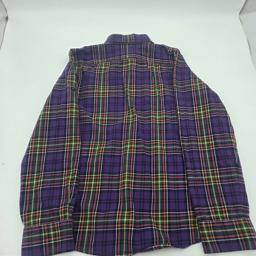 LRL Jeans Co Ralph Lauren Women PM Shirt-Cotton Purple Plaid Button Up Top - Picture 10 of 13
